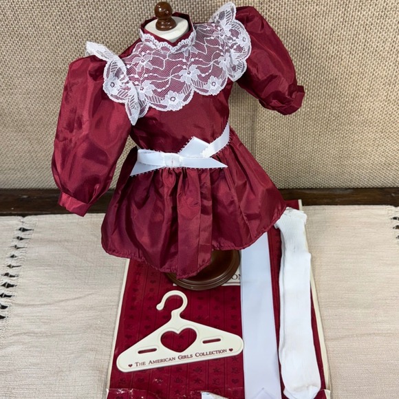 American Girl Other - Pleasant Company American Girl Samantha Cranberry Christmas Dress Ribbon Tights